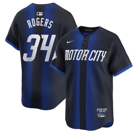 Men's Detroit Tigers #34 Jake Rogers 2024 Navy City Connect Cool Base Limited Stitched Jersey